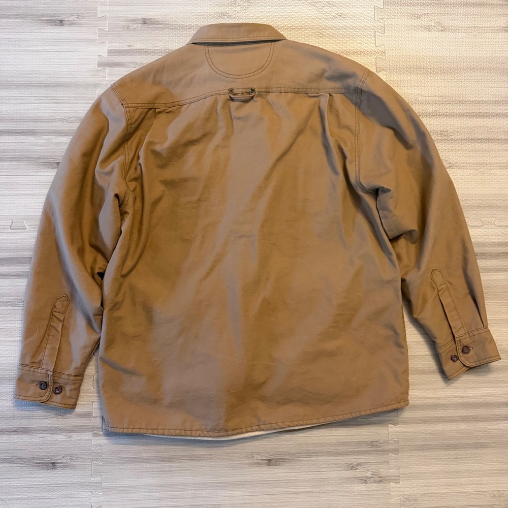 Moose Creek Shirt Jacket Mens Large Brown Canvas Fleece Lined Button Workwear - Picture 2 of 11